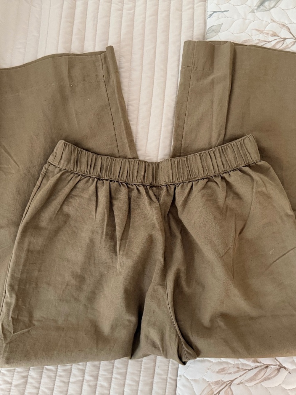PACT Canopy Linen Blend Pleated Trouser in Khaki Green Size M - Picture 7 of 9